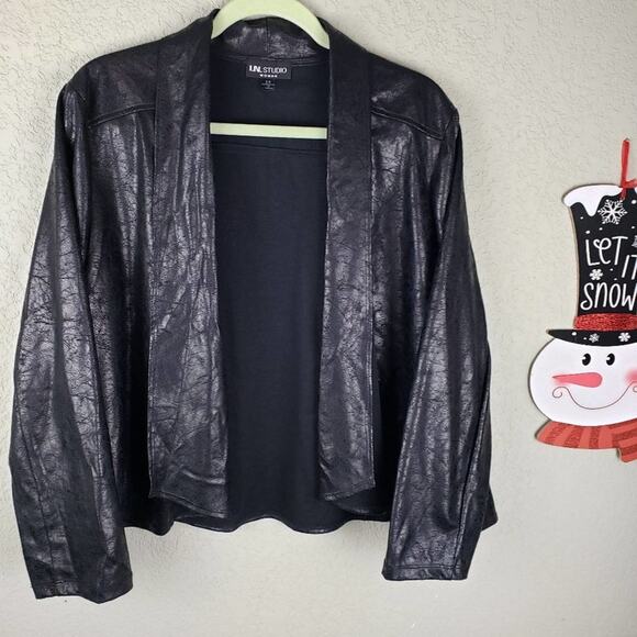I.N. STUDIO Faux Leather Open Front Jacket size 2X - Picture 1 of 10